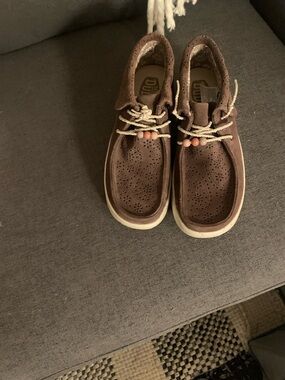 Hey Dude Brown Perforated Lace-Up Kids Sneakers